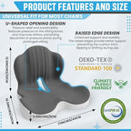 Large Memory Foam Seat Cushion Lumbar Support Pillow for Sciatica & Tailbone Pressure Relief Coccyx Pad for Office Chair, Car,Wheelchair,Home,Office