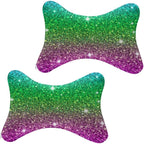 Headrest Pillow for Car Seat, 2 Pcs Memory Foam Neck Support Pillow for Neck Pain Relief, Compatible with Beautiful Turquoise Bling Glitter Sparkles Pattern Car Office Soft Travel Pillow
