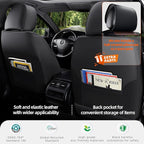 Universal 5-Seater Waterproof Breathable Nappa Leather Car Seat Covers Full Set, Compatible with Hyundai Tucson Sonata, Jeep Renegade, Honda HR-V, Fit Front Rear Seats Most Sedans SUV Black Brown
