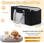Portable Dog Car Seat for Small Dogs, Booster Seat with Safety Leash & Washable Cushion, Pet Car Seat with Adjustable Straps for Travel - Black&White