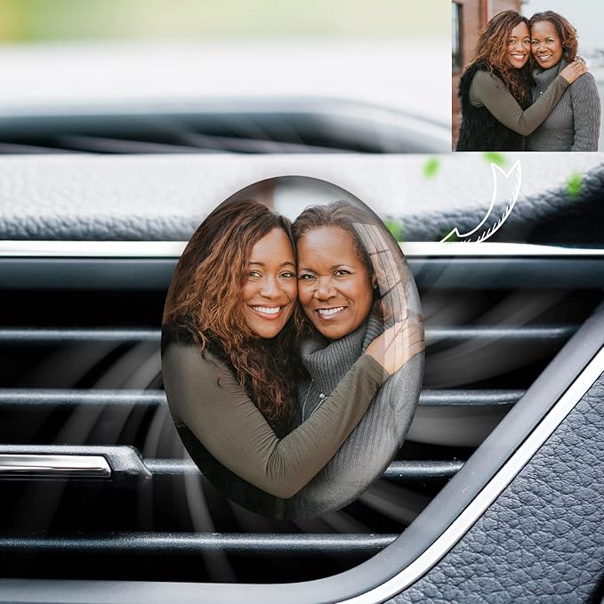 Personalized Crystal Car Air Vent Clip,Custom Photo Air Freshener Clip,Car Vent Clip with Photo,Car Interior Decorations for Women and Men