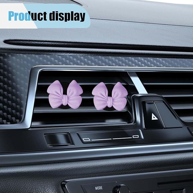 6PCS Bow Car Air Freshener Clips, Cute Air Conditioning Vent Clip, Aesthetic Car Interior Decoration Accessories, Automotive Dashboard Air Vent Trim Clip for Women Girl (Purple)