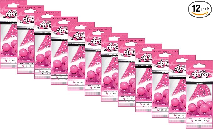 AREON Car Air Freshener Bubble Gum Refreshing Scent. 12 Pack. Enjoy Your Enviroment.