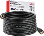 YAMATIC Pressure Washer Hose 25FT 1/4" Kink Resistant M22-14mm Brass Fitting 3200 PSI Power Washer Hose Replacement for Ryobi, Troy Bilt, Greenworks, CRAFTSMAN, Black
