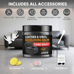 Leather Recoloring Balm - Scratch Repair & Color Restore Kit for Faded Leather, Leather Couch & Car Seats - 10OZ Leather Restorer Balm for Furniture, Auto Interior, Vinyl, Accessories (Dark Gray)