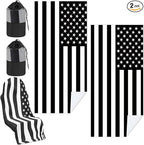 2 Pack Car Seat Towel Covers with Storage Bag 63 x 32 Inch Athletic Running Towel Seat Sweat Washable Non Slip Cover Gift for Car Outdoor Sport Activities (Black White American Flag)