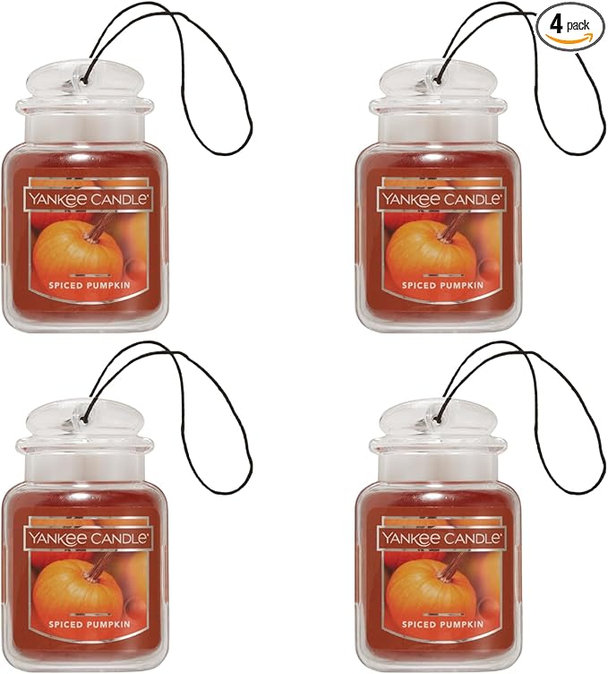 Yankee Candle Car Jar Ultimate, Spiced Pumpkin, 0.96 OZ (Pack of 4)