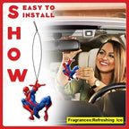 Pounchi Cartoon Hero Car Air Freshener Cards (8 Pack Refreshing Ice Scent) Cool Cartoon Accessories for Car Interior Hanging Gift Rearview Pendant Supplies