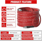NIFUAL Sewer Jetter Kit for Pressure Washer,100FT 5800PSI Pressure Drain Cleaner 1/4 Inch NPT Corner Rotating and Button Hose Sewer Jetting Nozzle for Homeowners & DIYers