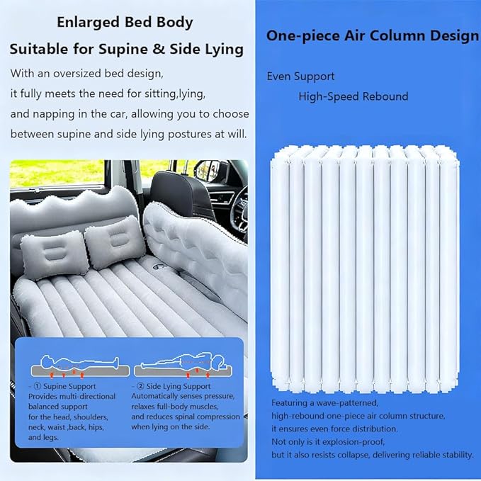 Car Inflatable Air Mattress for Nissan Armada (new Generation) 2025 Inflatable Back Seat Car Bed Double-Sided Portable Camping Travel Sleeping Bed,Beige-Mountain Design