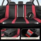 Coverado Car Seat Covers Full Set, Automotive Leather Seat Covers for Car，Universal Fit Front Back Seat Cover, Non-Slip Waterproof Breathable Car Seat Protector
