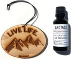 Arotags Wooden Car Air Fresheners - Long Lasting Cool Breeze Scent Diffuses for 365+ Days - Includes Mountain Adventurer Hanging Mirror Diffuser and Fragrance Oil - 100% American Made