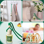 Boao 30 Pcs Christmas Employee Appreciation Gifts Hanging Car Air Freshener Diffuser Bottles Bulk Empty Perfume Glass Bottle Pendant with Christmas Tree Cards & Stickers for Essential Oil Fragrance