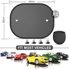 Car Window Shade, 2 Pack Car Sun Shade for Window Baby Suction Cups Sunshade for Side Window Sun and UV Block for Kids/Adults/Pets - 17.3''x14'' Universal Fits