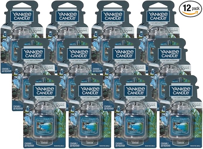 Yankee Candle Car Jar Ultimate, Bayside Cedar, 0.96 OZ (Pack of 12)