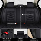 Car Seat Cover 6 Seats for Ford Explorer 2000-2026, Waterproof Durable Compatible Airbag, Premium Leather Seat Protector(6 Seats Standard,Black)