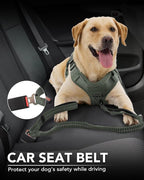 Joytale Tactical Dog Leash Heavy Duty, 4-6FT Shock Absorbing Bungee Lead with 2 Padded Handle, Metal Carabiner Clip, Car Seatbelt, Strong No Pull Leash for Medium Large X-Large Dogs, Army Green