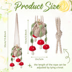 Cute Crochet Plant Car Freshener 12ml Empty Refillable Diffuser Bottle with Plants Hanging Accessories for Rearview Mirror Home Office Decor Women Mother's Day Gifts(Mushroom)