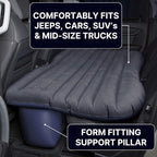 AirBedz by Pittman Outdoors - Inflatable Rear Seat Air Mattress, Black - 55" Wide - Mid-Size Fits Jeeps, Car, SUV’s & Mid-Size Trucks, Comes with Portable DC Air Pump