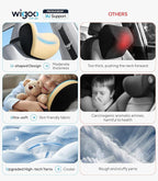 Wigoo 2026 Car Neck Pillow [No More Pressure, Odorless] Soft Car Headrest Pillow with Adjustable Strap Removable Cover 100% Memory Foam, Fits All Vehicles (Beige 2-Pack)