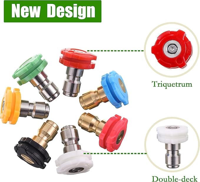 JOEJET Turbo Nozzle Pressure Washer, Rotating Pressure Washer Nozzle with 1/4" Quick Connect, 7 Spray Nozzle Tips with Nozzle Holder, 3000 PSI, Orifice 3.5