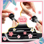 Timtin 12Pcs Cute Car Air Freshener Vent Clips Flower Air Vent Clips for Fresheners Pink Hawaiian Hibiscus and Cherry Blossom Car Accessories Aesthetic Interior Decor for Women Peach Blossom