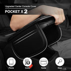Upgraded Car Center Console Cover Fit for 4Runner Faux Leather Car Armrest Cover Cushion with 2 Storage Bags,Car Armrest Storage Box Interior Accessories(Black)