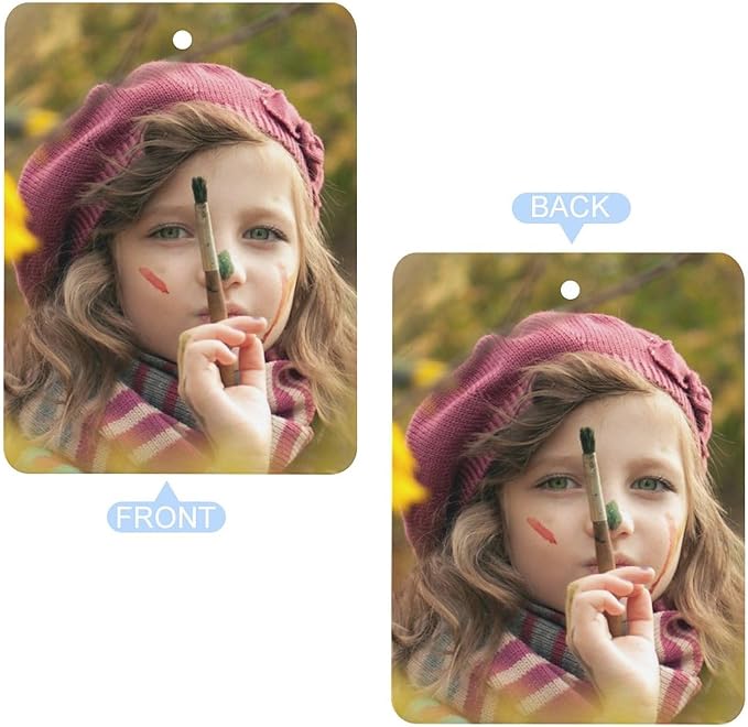 Custom Air Freshener for Car with Photo Text Picture Both Sides, Personalized Gift for Valentine’s Day Birthday- Ideal for Car Wardrobe Bathroom Hanging Ornaments