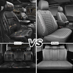 CAR PASS Bling Diamond Gray Leather Car Seat Covers Full Sets Interior Sets, Waterproof Shining Glitter Sparkly Crystal Universal Armrest Fit for Automotive Truck SUV Cute Women Girl, Gray Rhinestone
