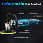 LDHTHOPI Buffer Polisher Kit for Car - 6/7 Inch Rotary 1600w Polisher Buffer Waxer,7 Variable Speed 1000-3500rpm,Detachable Handle Buffing Machine for Car, Boat Sanding, Polishing Waxing, Blue 3