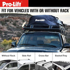 Pro-Lift Rooftop Cargo Carrier Waterproof – 15 Cubic Feet Softshell Roof Luggage Bag for All Cars with/Without Rack, Includes Anti-Slip Mat, Reinforced Straps, Door Hooks, Storage Bag