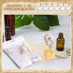 Boao 100 Sets Hanging Car Air Freshener Diffuser Bottles with Instruction Card and 4 x 6'' Resealable Holographic Bag for Empty Car Essential Oil Perfume Bottles Packaging (Cube)