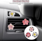 Cute Car Dashboard Air Vent Trim Clips, Hawaiian Flower Auto Air Freshener Vent Clip, Auto Air Conditioning Diffuser, Hibiscus Blossom Car Interior Accessories Decorations for Girls Women (6PCS)