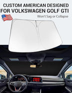 Proadsy Windshield Sun Shade for Volkswagen Golf GTI MK8 2022-2025 2026 4-Layer Foldable Front Sunshade Protector Sun Visor Blocks UV Rays Keep Car Cooler