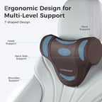 Coverado Car Headrest Pillow, Ergonomic Memory Foam Car Neck Pillow for Driving Seat with Adjustable Strap, Soft PU Leather Breathable Removable Cover Neck Support for Neck Pain Relief