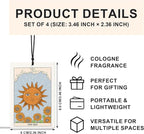 Vintage Boho Witchy Tarot Card Car Air Freshener 4 Pcs, the Sun Moon Star Lovers Tarot Card Air Freshener Hanging for Cars Books Closet Drawer, Witchy Car Accessories for Women Men