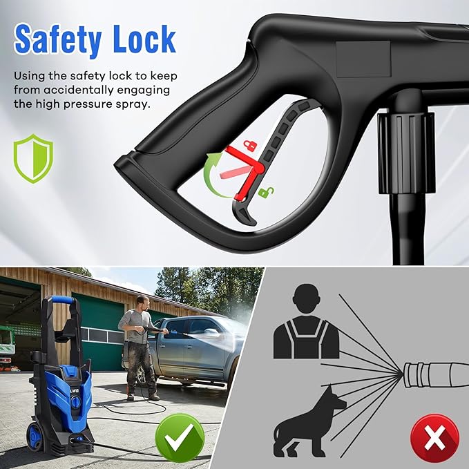 Pressure Washer, Power Washer with 4 Quick Connect Nozzles 1 Foam Cannon, High Pressure Cleaning Machine for Cars/Fences/Driveways/Patios/Farms/Home Cleaning