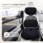 FLORICH Car Seat Cushion & Lumbar Support Pillow & Car Neck Pillow, Ergonomic Memory Foam Driving Seat Cushions for Back & Sciatica Pain Relief, Non-Slip Cushion for Car, Office Chair,Wheelchair-Black