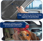 GENANY Cute Dachshund Dog Family Funny Windshield Sun Shade for Car SUV Truck (55x30 Inches), Sun Shade Windshield, Protector Blocks UV, Spring Car Decor