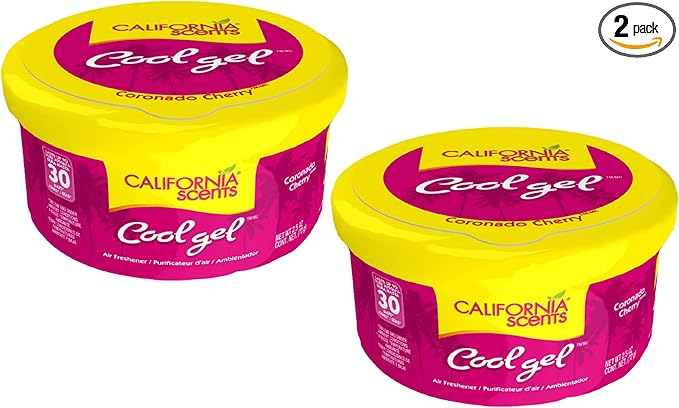 California Scents Cool Gel - The Best Car Air Freshener with Cool Gel Technology - Long-Lasting Odor Eliminator and Auto Air Freshener for Cars (Coronado Cherry, 2 Packs)