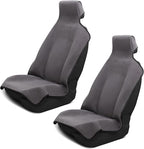 DryvaSeat - Premium Microfiber Towel Car Seat Cover - Waterproof & Sweatproof - Universal Fit, Machine Washable, Non-Slip - Seat Protector for Car, Truck, SUV, Van (Gray, 2 Pack)