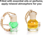 Fasmov 100 Pcs Hanging Car Air Freshener Diffuser, 10ml/8ml/5ml Empty Clear Glass Essential Diffuser Oil Aromatherapy Fragrance Perfume Pendant Glass Vials with Wooden Caps Lanyard, 5 Assorted Style