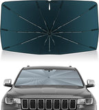 Autorder Windshield Sun Shade Umbrella for 2011-2021 Jeep Grand Cherokee Accessories,Upgraded Ice Crystal Material,Easy Setup Umbrella Sunshade for Car Windshield,100% Sun Blocking