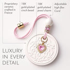 Luxury Car Air Freshener for Women - Refillable & Portable Essential Oil Fragrance Diffuser - Cute Car Accessories & Interior Decor - Mirror Hanging or Vent Clips - Pink Heart Charm, Rose Scent
