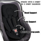GFU Infant Car Seat Insert Head and Body Support, Reversible Newborn Insert for Carseat with Strap Pads, Soft Stroller Cushion Pillow Insert for Boys and Girls, Fits for Stroller, Swing, Black