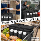 CIVJET Insulated Food Delivery Bag with 4 Cup Holders, XX-Large Insulated Grocery Bags Keep Food Hot/Cold, Cooler Bags with Drink Carrier, Food Carrier Catering Bag, Commercial Food Warmers, Black