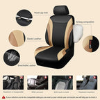 CAR PASS Line Rider Leather Car Seat Covers Sporty Car Seat Covers Full Set,5mm Composite Sponge,Airbag Compatible,Universal Fit 95% Automotive SUV Sedan(Black Beige)
