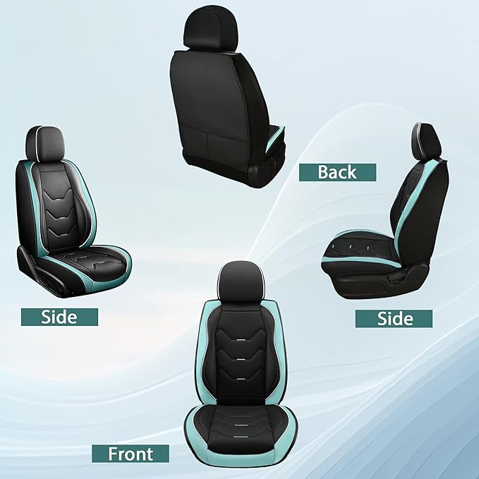 otoez Universal Leather Car Seat Covers 5 Seat Full Set Automotive Seat Protector Replacement Compatible with Most Honda Toyota Chevy Ford, Vehicles, Sedens, Trucks, SUVs (Green+Black,No Pillows)