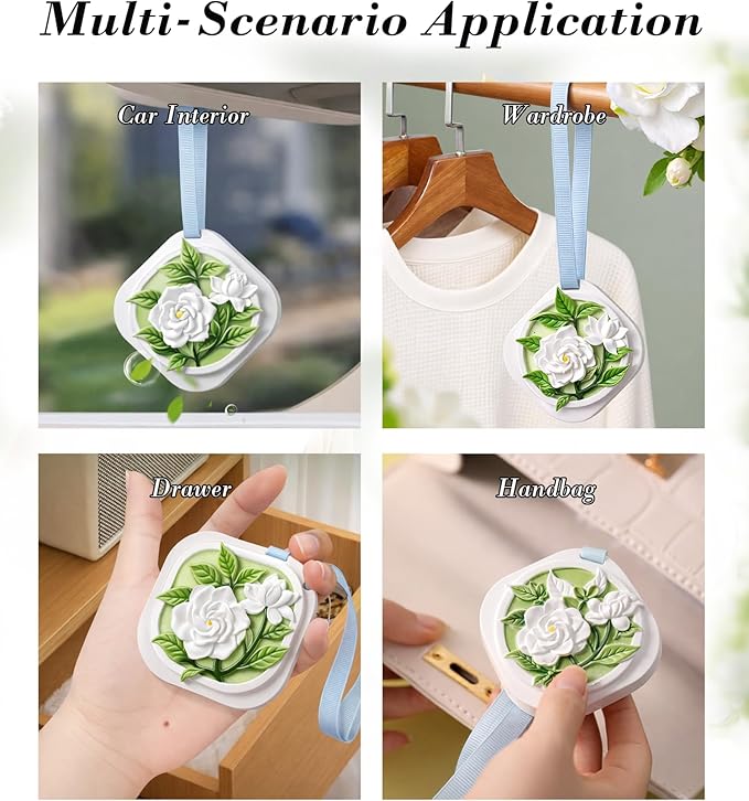 White Tea Scent Air Freshener for Closet, Drawer, Car, Gym Bag, Linen Storage, Essential Oil Plaster Diffuser Longer-Lasting Odor Eliminator Than Home Fragrance Sachets for Small Spaces - 2 Pack