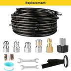 Pressure Washer Drain Jetter – Sewer Jetter Kit for Pressure Washer 100ft 1/4 Inch NPT Hose Nozzles and Adapter 5800PSI Clears Clogs in Pipes & Sewer Lines
